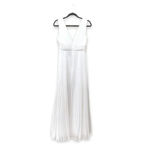 NWT Anthropologie BHLDN Badgley Mischka Sloane Dress White Plunge Maxi Size 2 - Picture 6 of 14